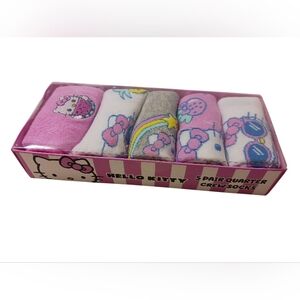 NWT WOMEN'S SET OF 5 HELLO KITTY QUARTER CREW SOCKS SIZE 9-11 🩷